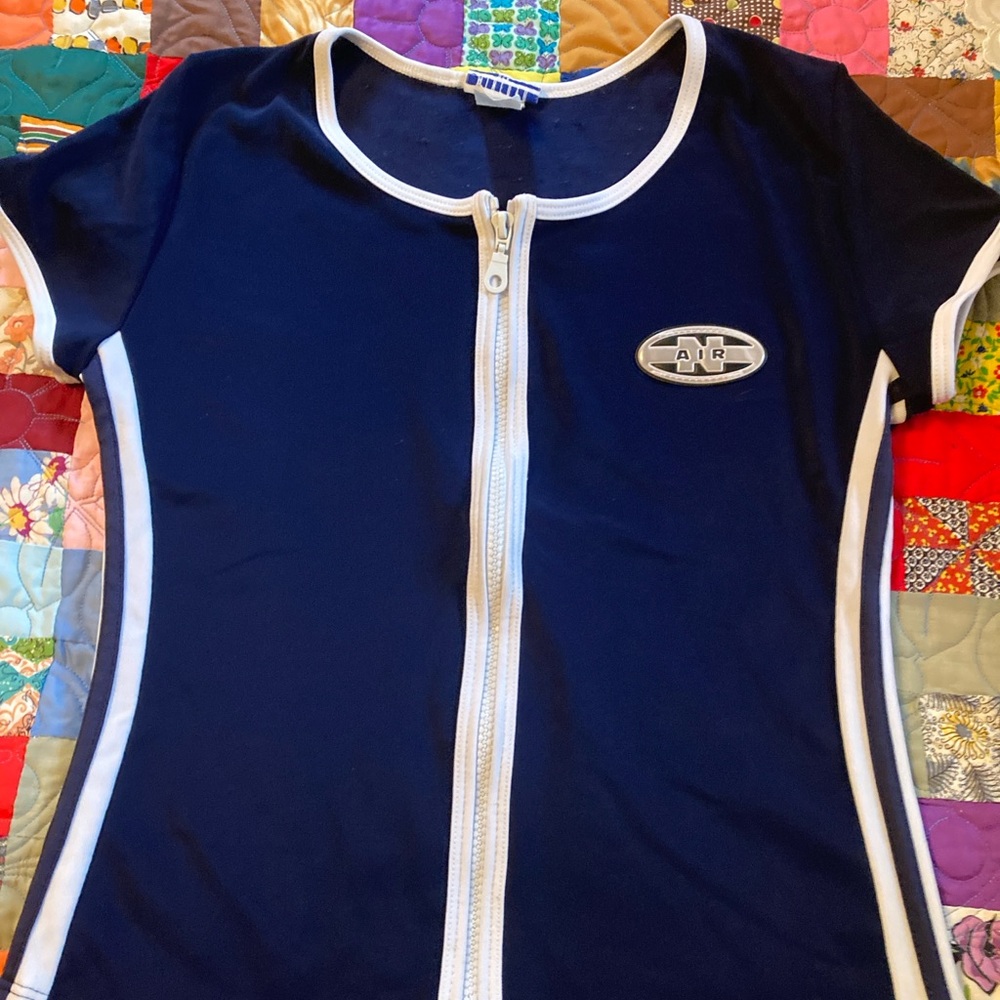 Jogger Suit Top & Bottom, Size 8-10, Blue & White